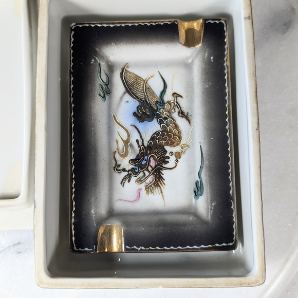 Vintage Acra China Dragonware Trinket Jewelry Box And Ashtray Moriage - Picture 6 of 12